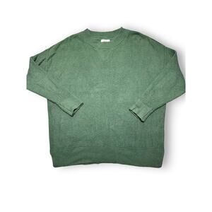 Aerie Sage Green Ribbed Crew Neck Relaxed Fit Sweater Size Small